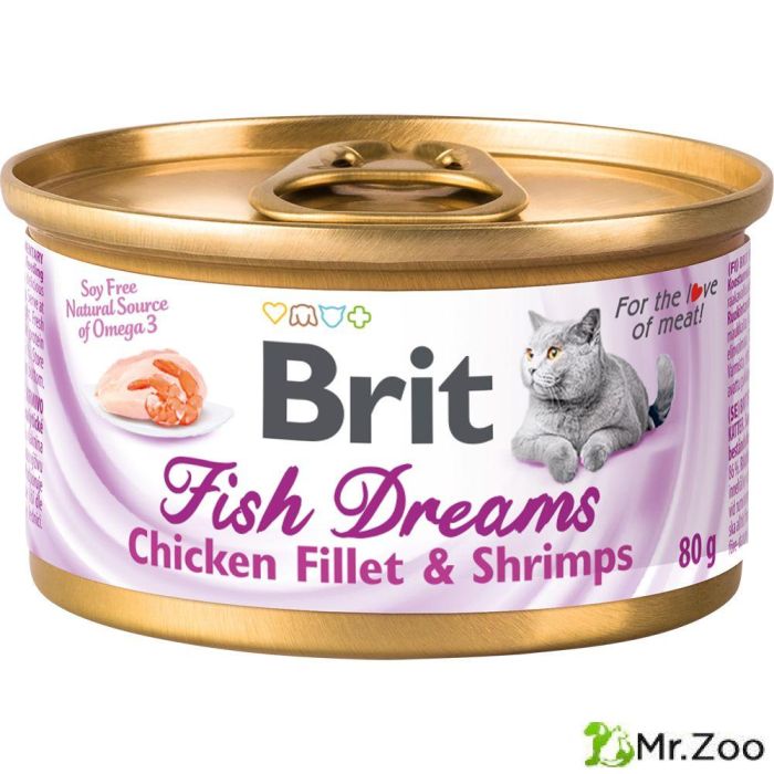 Консервы Brit Fish Dreams Chicken fillet & Shrimps Куриное филе и креветки для кошек