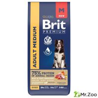 Сухой корм Brit Premium Dog Adult Medium с индейкой и телятиной для взрослых собак средних пород