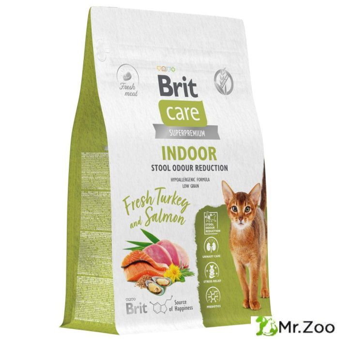 Сухой корм Brit Care Cat Indoor Stool Odour Reduction для взрослых кошек с индейкой и лососем