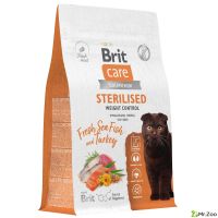 Сухой корм Brit Care Cat Sterilised Weight Control для стерилизованных кошек контроль веса с индейкой и морской рыбой