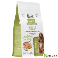 Сухой Корм Brit Care Dog Adult M Healthy Skin&Shiny Coat для взрослых собак средних пород здоровая кожа и шерсть с лососем и индейкой 1.5 кг