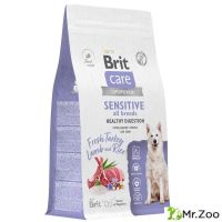 Сухой Корм Brit Care Dog Adult Sensitive Healthy Digestion для взрослых собак всех пород чувствительное пищеварение с индейкой и ягненком 1.5 кг