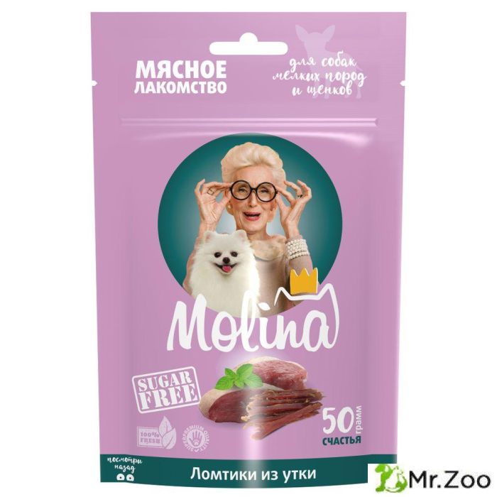 Molina Лакомство для собак мелких пород и щенков Ломтики из утки