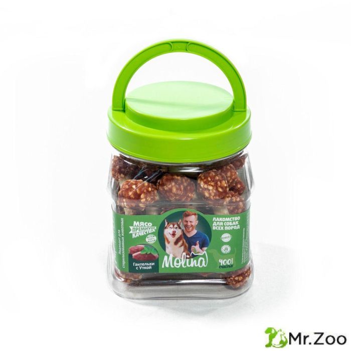 Molina Лакомство для собак Гантельки с уткой 400 г 24±1шт