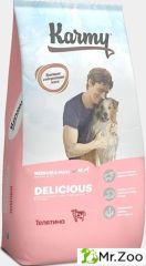 Сухой корм Karmy Delicious Medium&Maxii для привередливых собак средних и крупных пород Телятина