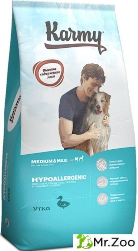Сухой корм Karmy Hypoallergenic Medium&Maxi для собак средних и крупных пород Утка