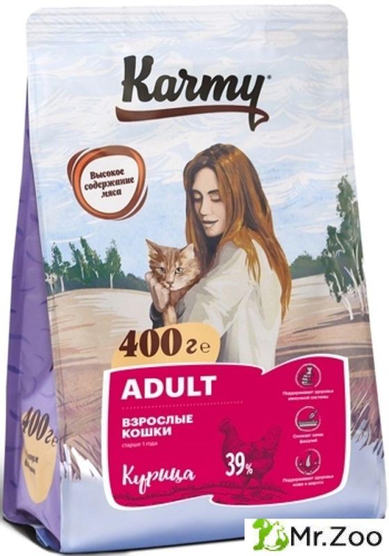 Сухой корм Karmy Adult для взрослых кошек старше 1 года курица