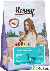 Сухой корм Karmy Hypoallergenic для кошек склонных к пищевой аллергии Утка