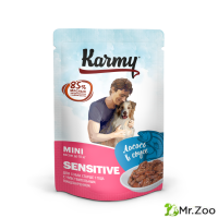 Паучи Karmy Sensitive Mini мясные кусочки в соусе для собак мелких пород с чувствительным пищеварением старше 1 года Лосось