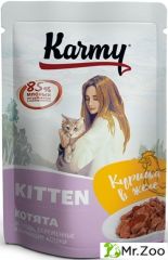 Паучи Karmy Kitten для котят беременных и кормящих кошек Курица в желе