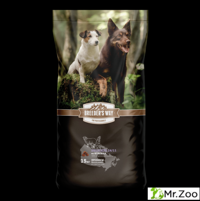 Зоогурман «Breeder's way» Delicate 24/11 сухой корм для взрослых собак из ягненока