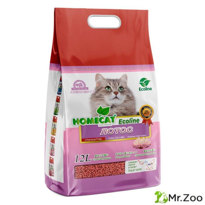 Комкующийся наполнитель HOMECAT «Эколайн» для кошачьих туалетов лотос