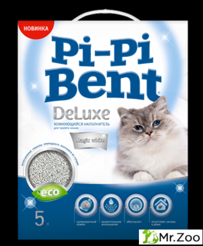 Комкующийся наполнитель Pi-Pi Bent DeLuxe Magic white для кошачьих туалетов