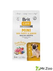 Сухой корм BRIT CARE Mini Puppy&Junior Healthy Growth индейка 1,5кг