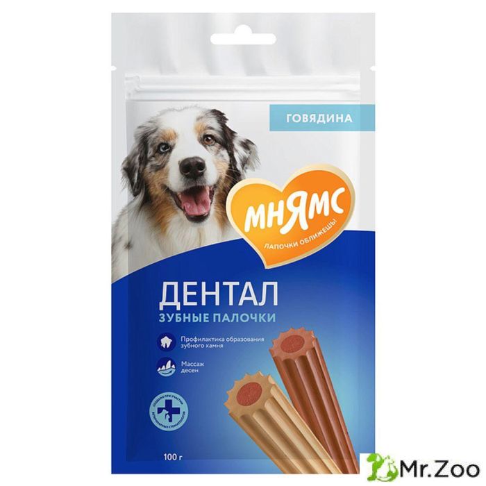 Лакомство Мнямс DENTAL для собак Зубные палочки с говядиной 100г