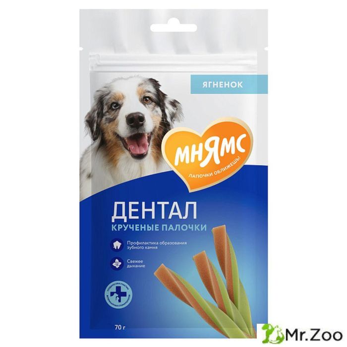 Лакомство Мнямс DENTAL для собак Крученые палочки с ягненком и мятой