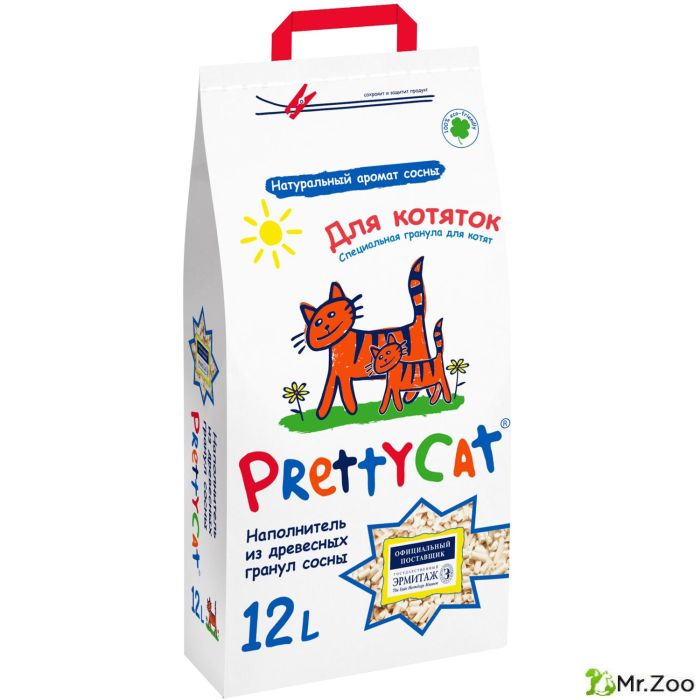 Наполнитель PrettyCat впитывающий древесный Wood Granules для котят 4кг (12 л)