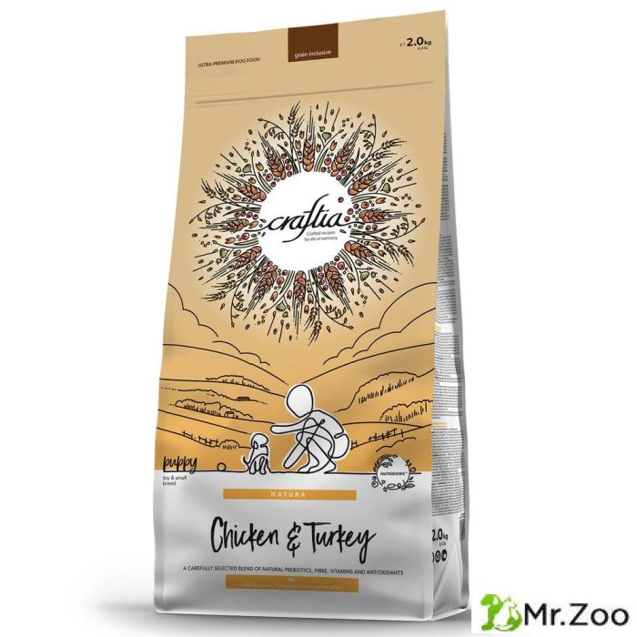 Сухой корм CRAFTIA NATURA для щенков миниатюрных и мелких пород из курицы и индейки
