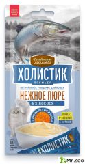 Деревенские лакомства Холистик Премьер для кошек Нежное пюре из лосося с икрой летучей рыбы 4х10г