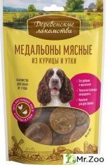Деревенские лакомства для собак Медальоны мясные из курицы и утки 90г