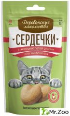Деревенские лакомства для кошек Сердечки с аминокислотой L-лизин для иммунитета 30г