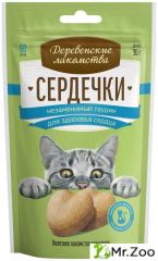 Деревенские лакомства для кошек Сердечки незаменимый таурин для здоровья сердца 30г