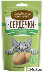 Деревенские лакомства для кошек Сердечки здоровье мочевыводящих путей и почек 30г