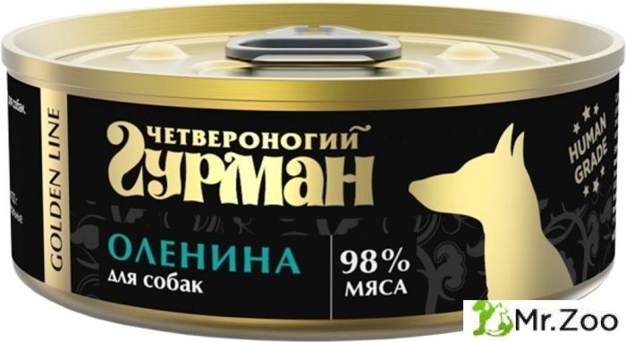 Корм консервированный для собак Четвероногий гурман "Golden line Оленина" 24х100г