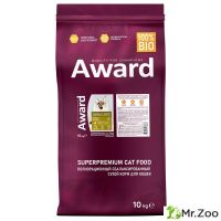 Сухой корм AWARD Hairball&Indoor для взрослых кошек для выведения шерсти с уткой и индейкой с добавлением зеленой чечевицы и Юкки Шидигера 10кг