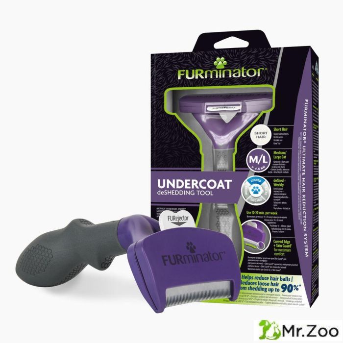 Дешеддер FURminator M/L для больших кошек c короткой шерстью фиолетовый