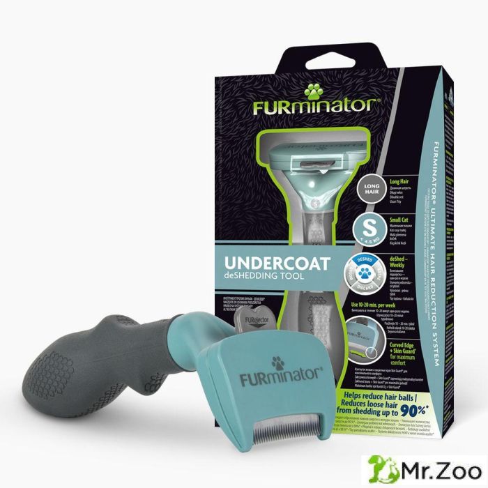 Дешеддер FURminator S39 мм для маленьких кошек c длинной шерстью голубой