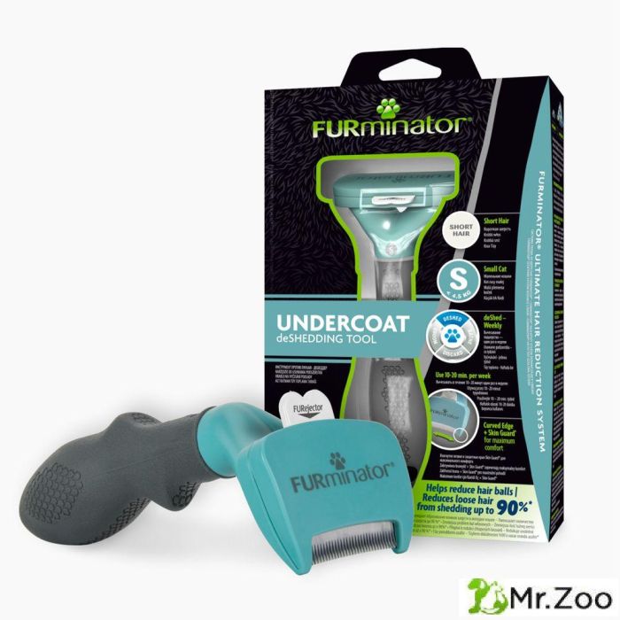 Дешеддер FURminator S39 мм для маленьких кошек c короткой шерстью голубой
