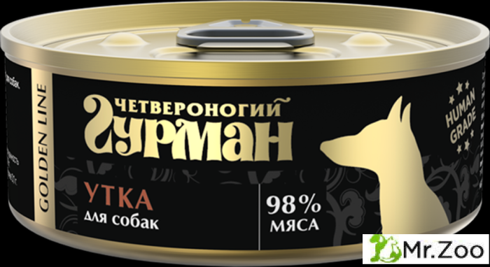 Корм консервированный для собак Четвероногий гурман Golden line Утка