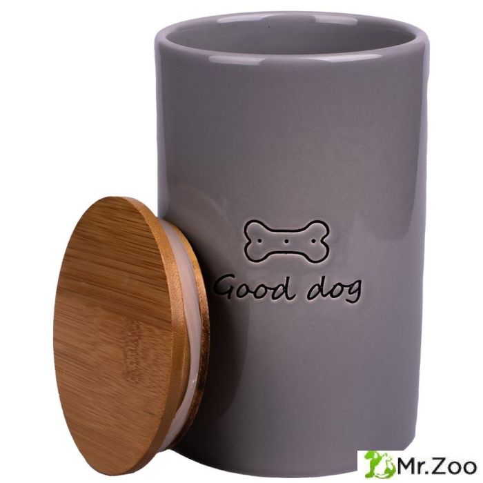 Бокс Mr.Kranch керамический для хранения корма для собак GOOD DOG 850 мл серый