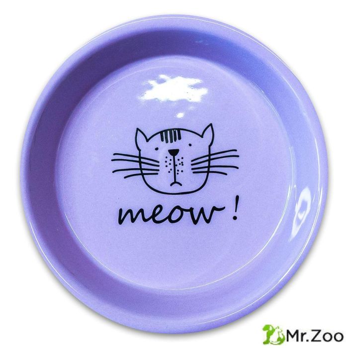 Миска Mr.Kranch керамическая для кошек MEOW! 200 мл сиреневая