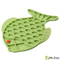Лизательный коврик Mr.Kranch для медленного поедания силиконовый Рыбка 24,5*19 см зеленый