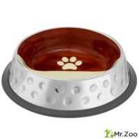 Миска Mr.Kranch из нержавеющей стали с керамическим покрытием Candy 850 мл нескользящее основание коричневая с белым