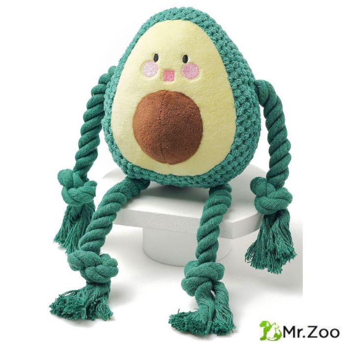 Игрушка Mr.Kranch для собак Авокадо плюшевая с канатиками и пищалкой 13,5 см