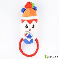 Игрушка Mr.Kranch для собак Йогурт плюшевая с канатиком  и пищалкой 19 см