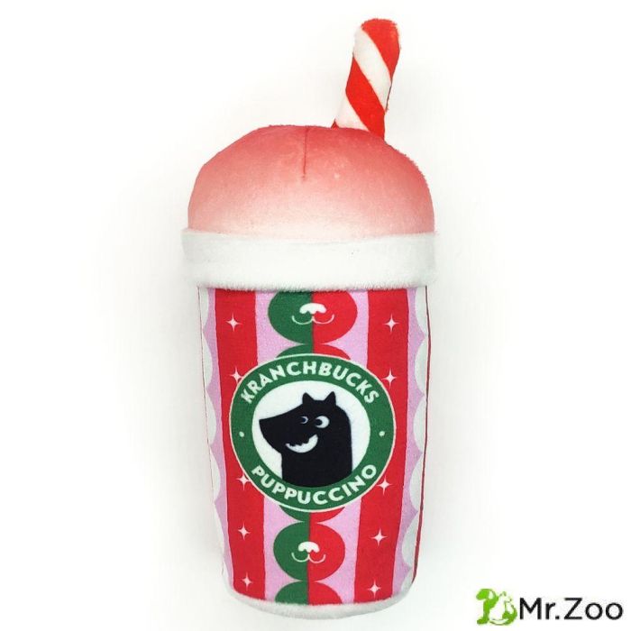 Игрушка Mr.Kranch для собак Капучино Kranchbucks с пищалкой и хрустящей трубочкой новогодняя серия