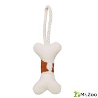 Игрушка Mr.Kranch для собак мелких и средних пород Косточка с канатом 31х9х4см бежево-пятнистая
