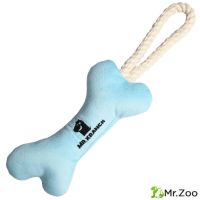 Игрушка Mr.Kranch для собак мелких и средних пород Косточка с канатом 31х9х4см нежно-голубая