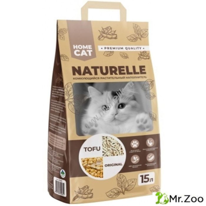 Комкующийся наполнитель HOMECAT NATURELLE Original растительный  для кошачьих туалетов 15л