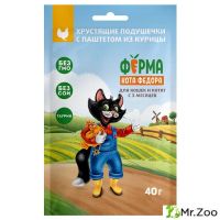 Лакомство Ферма кота Федора хрустящие подушечки для кошек и котят с паштетом из курицы