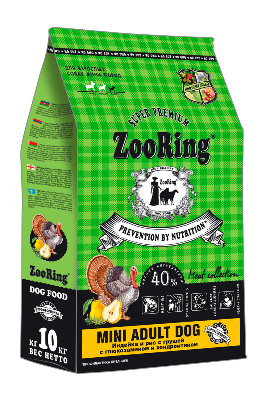 ZooRing MINI ADULT DOG Индейка и рис с грушей с глюкозамином и хондроитином