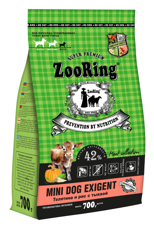 ZooRing MINI DOG EXIGENT Телятина и рис с тыквой