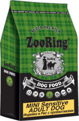 ZooRing Mini Sensitive Adult Dog Индейка и рис пробиотиками (26/14)